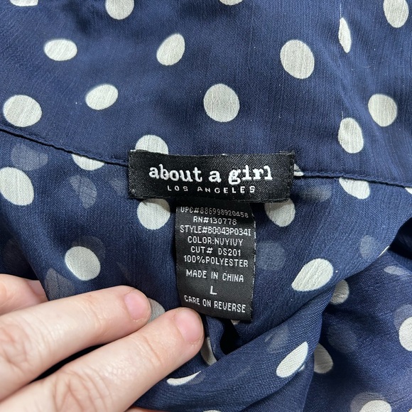 About A Girl Navy Polka Dot Blouse - Picture 3 of 4